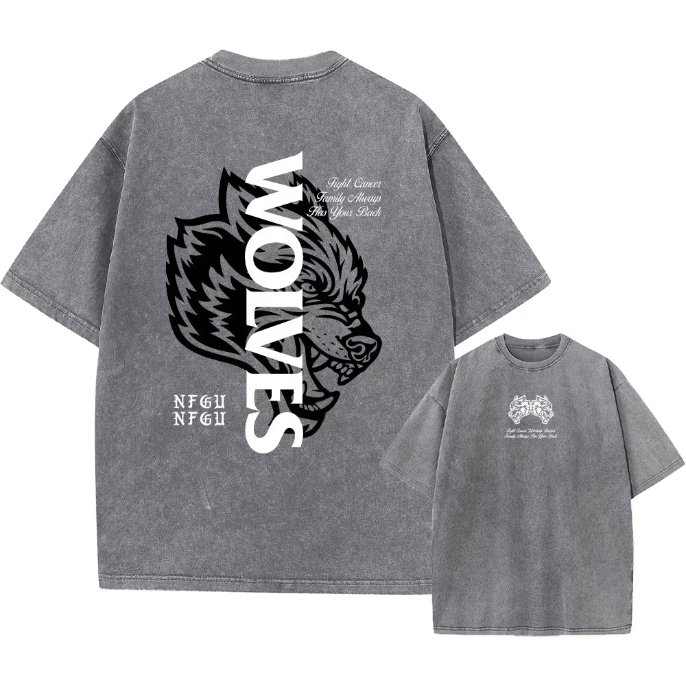 Men's Vintage Printed Acid Wash T-Shirt - Casual Cotton Short Sleeve Hip Hop Retro Punk Style