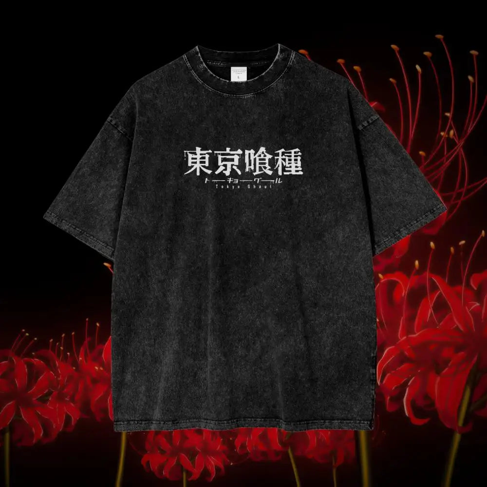 Summer Harajuku Men'S T-Shirt Anime Tokyo Ghoul Kaneki Ken Centipede Washed Cotton T Shirt Vintage Streetwear Men Tops Clothing