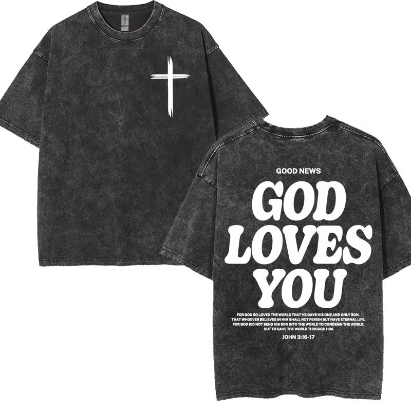 Washed Vintage Aesthetic Christian T-Shirt Men'S Jesus Died for Me Now I Live for Him Tee Shirt Unisex Fashion Oversized T Shirt