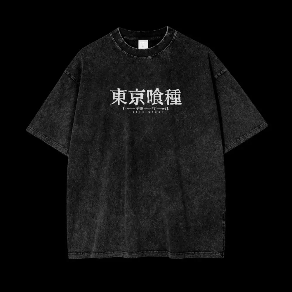 Summer Harajuku Men'S T-Shirt Anime Tokyo Ghoul Kaneki Ken Centipede Washed Cotton T Shirt Vintage Streetwear Men Tops Clothing