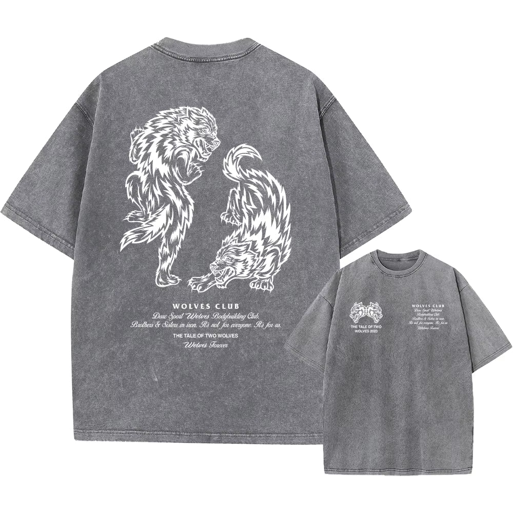 Men's Vintage Printed Acid Wash T-Shirt - Casual Cotton Short Sleeve Hip Hop Retro Punk Style