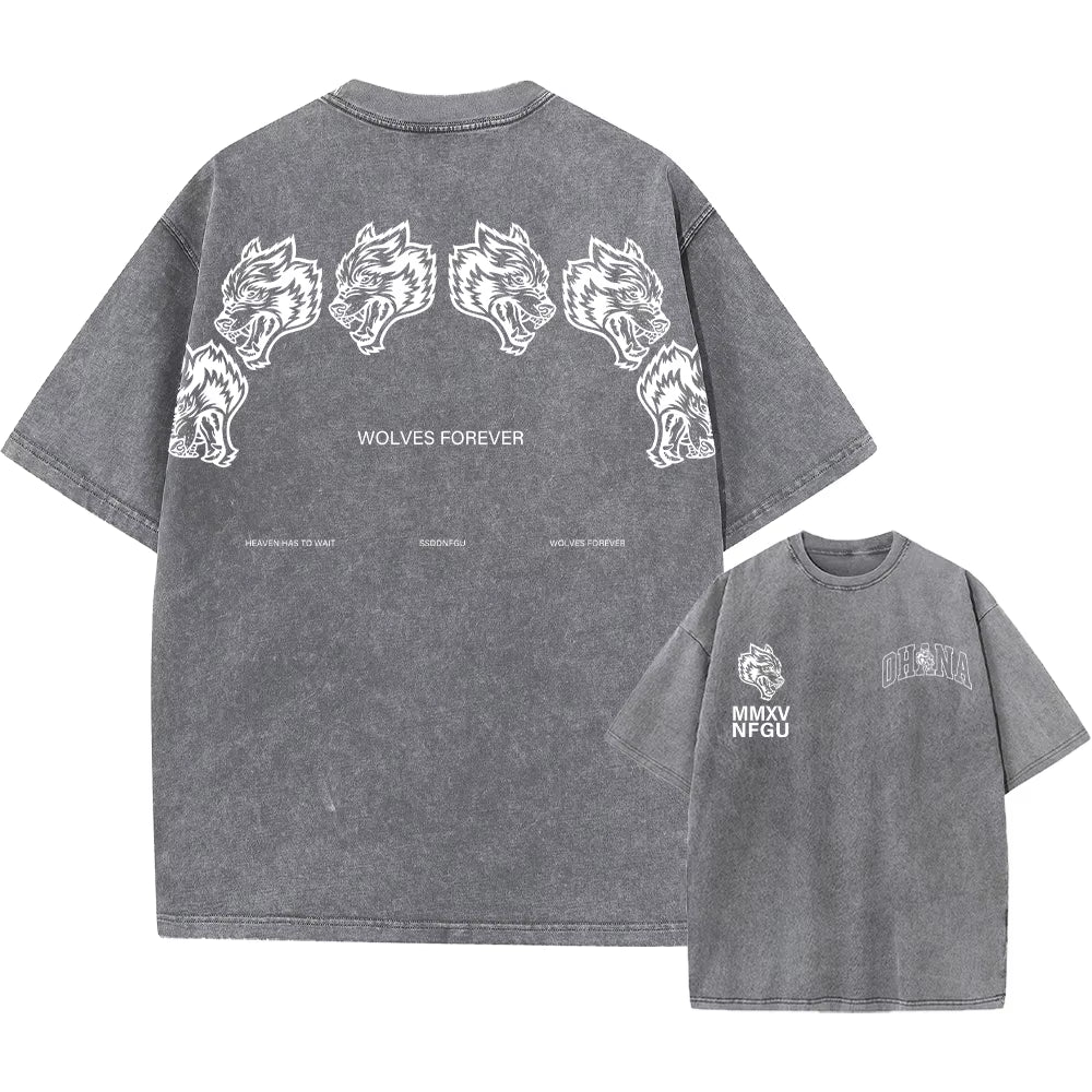 Men's Vintage Printed Acid Wash T-Shirt - Casual Cotton Short Sleeve Hip Hop Retro Punk Style