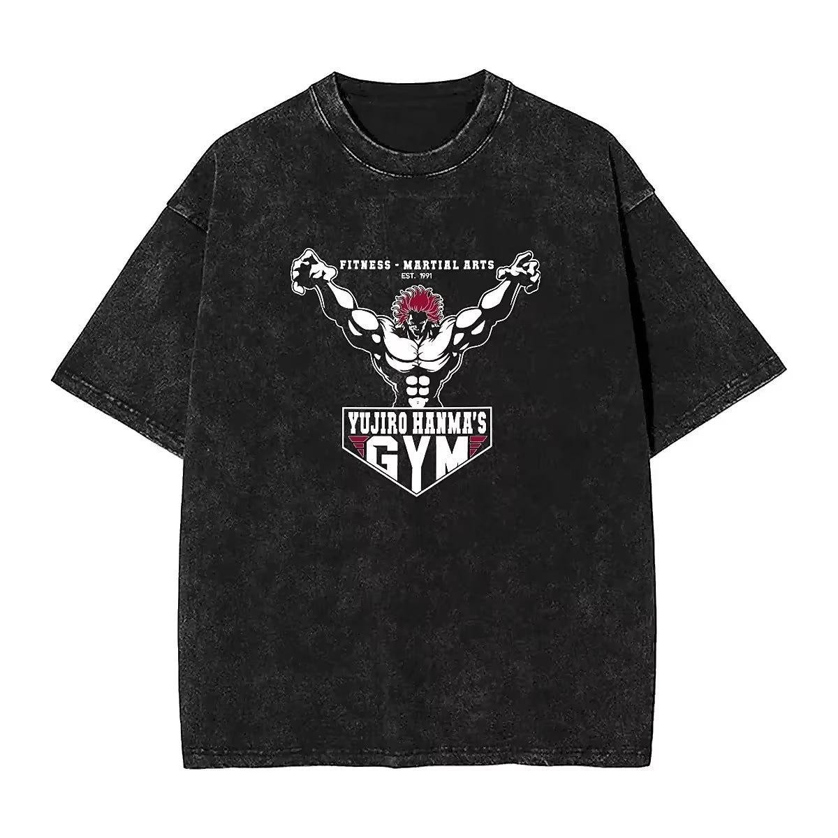 Man Women T-Shirt Yujiro Hanma Gym Washed T Shirts Harajuku Baki Anime Otaku Summer Tee Shirt Y2K Classic Loose Clothes Gift