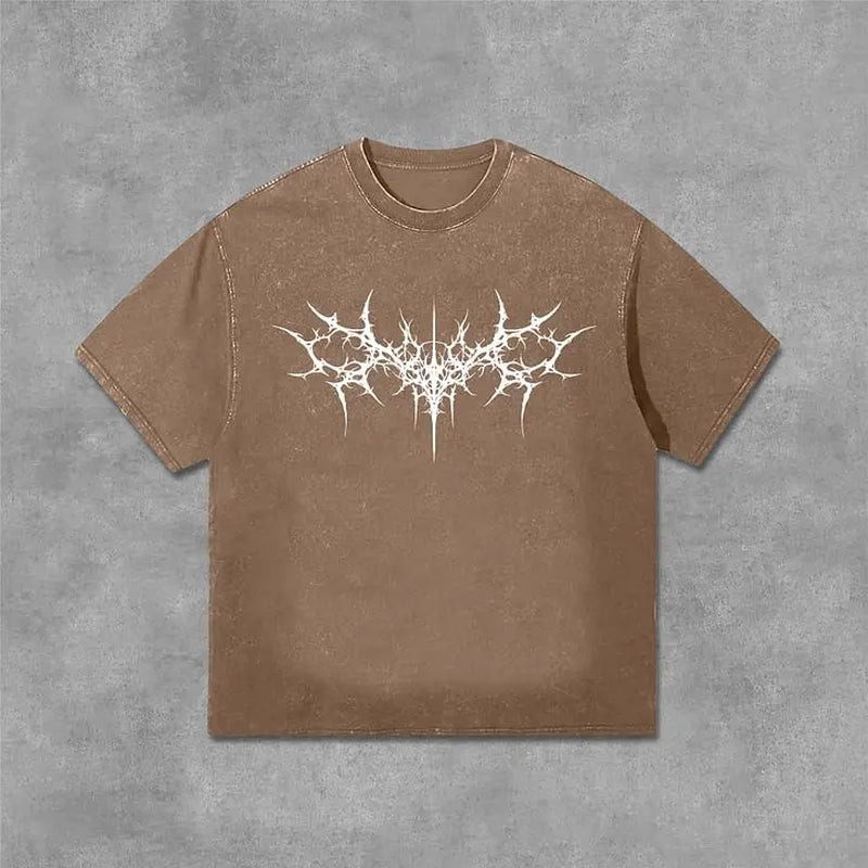 Vintage Gothic Print Graphic Acid Washed T-Shirt Unisex Casual and Comfortable Selected Quality Graphic T Shirts