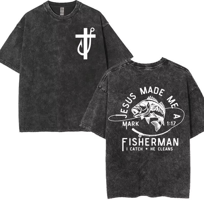 Washed Vintage Aesthetic Christian T-Shirt Men'S Jesus Died for Me Now I Live for Him Tee Shirt Unisex Fashion Oversized T Shirt