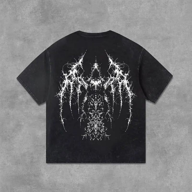 Vintage Gothic Print Graphic Acid Washed T-Shirt Unisex Casual and Comfortable Selected Quality Graphic T Shirts