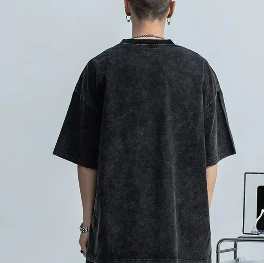 Vintage Washed Berserk Graphic T-Shirt for Men - Anime Guts Design - Hip Hop Streetwear Summer Casual Apparel