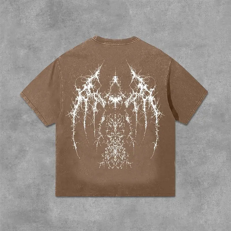 Vintage Gothic Print Graphic Acid Washed T-Shirt Unisex Casual and Comfortable Selected Quality Graphic T Shirts