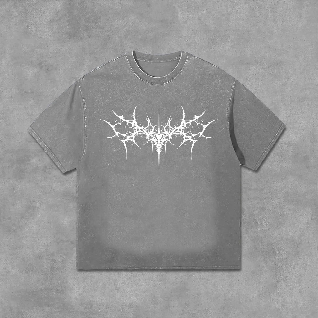 Vintage Gothic Print Graphic Acid Washed T-Shirt Unisex Casual and Comfortable Selected Quality Graphic T Shirts