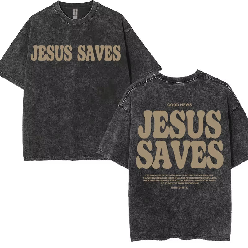 Washed Vintage Aesthetic Christian T-Shirt Men'S Jesus Died for Me Now I Live for Him Tee Shirt Unisex Fashion Oversized T Shirt