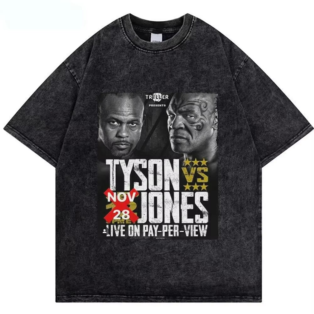 Mike Tyson Washed T Shirt Vintage Boxing Champion T-Shirts Streetwear Retro Tshirt Summer Short-Sleeved Shirts Oversized Tshirts